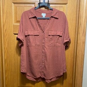Ava & Viv Terracotta Button Down Blouse XXL
